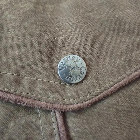 Sleeveless utility jacket vest, olive/military green with brown details, XS - Picture 15 of 16